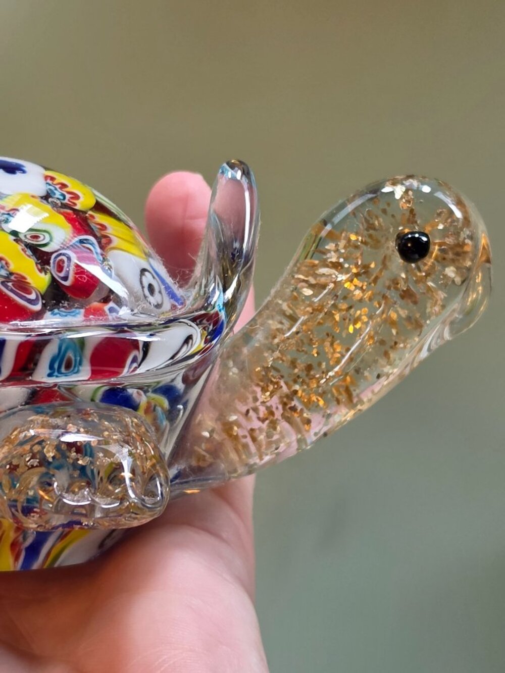 Hand Blown multicoloured glass turtle